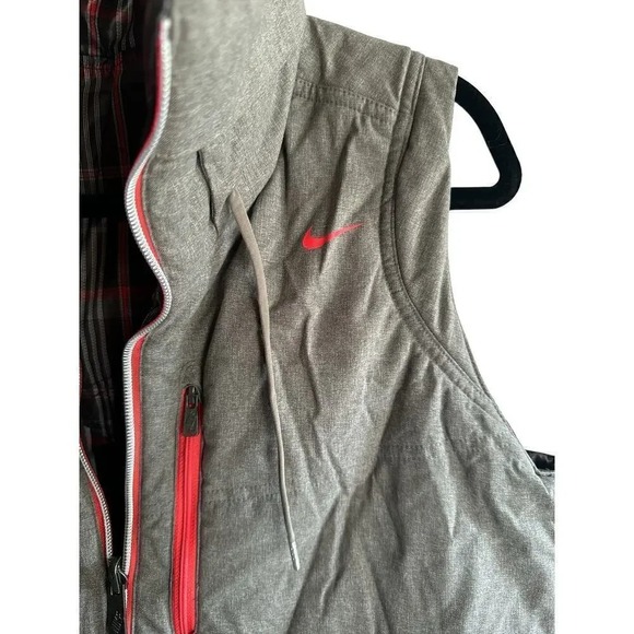 Reversible Plaid Vest Gray Sleeveless Puffer Jacket Quilted Outerwear Layering - Picture 5 of 13